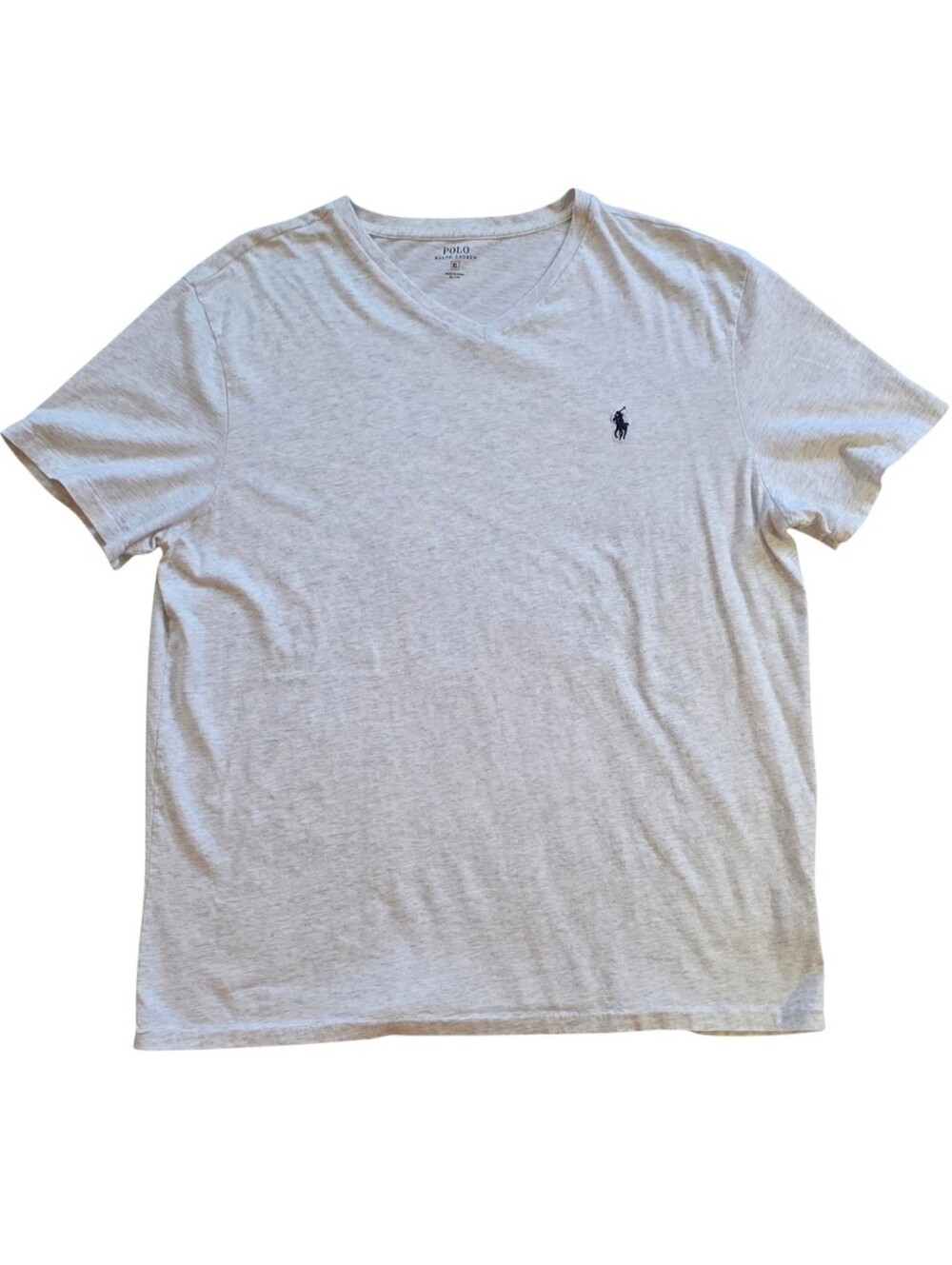 Polo Ralph Lauren XL Heather Gray V Neck Quiet Luxury Tee Shirt Extra Large